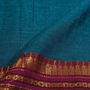 Teal Blue Colour Mercerised Cotton With Two Side Border Fabric for Sarees and Kurtis
