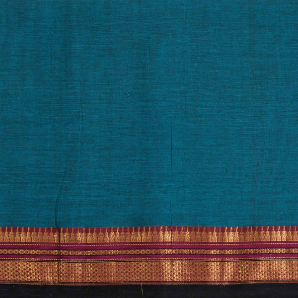 Teal Blue Colour Mercerised Cotton With Two Side Border Fabric for Sarees and Kurtis