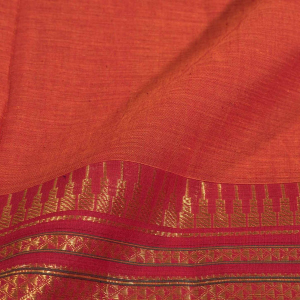 Orange Colour Mercerised Cotton With Two Side Border Fabric for Sarees and Kurtis