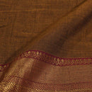 Rust Brown Colour Mercerised Cotton With Two Side Gold Border Fabric for Sarees and Kurtis