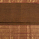 Rust Brown Colour Mercerised Cotton With Two Side Gold Border Fabric for Sarees and Kurtis