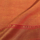 Orange Two Tone Mercerised Cotton With Two Side Gold Border Fabric for Sarees and Kurtis
