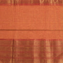 Orange Two Tone Mercerised Cotton With Two Side Gold Border Fabric for Sarees and Kurtis