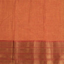 Orange Two Tone Mercerised Cotton With Two Side Gold Border Fabric for Sarees and Kurtis
