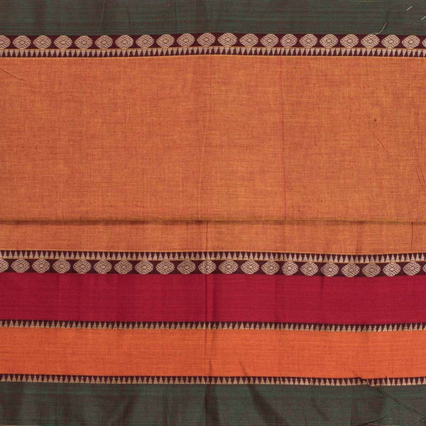 Rust Orange Two Tone Mercerised Cotton With Two Side Big Border Fabric for Sarees and Kurtis