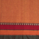 Rust Orange Two Tone Mercerised Cotton With Two Side Big Border Fabric for Sarees and Kurtis