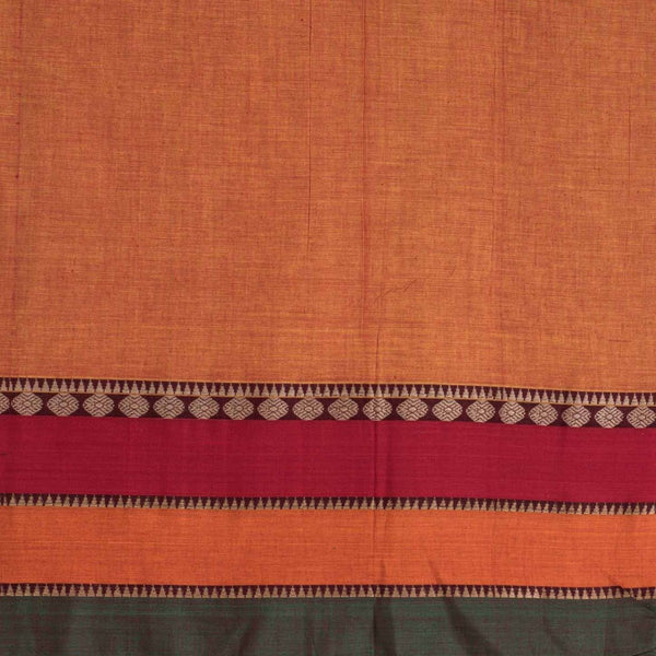 Rust Orange Two Tone Mercerised Cotton With Two Side Big Border Fabric for Sarees and Kurtis