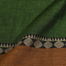 Fern Green Colour Mercerised Cotton With Two Side Big Border Fabric for Sarees and Kurtis