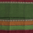 Fern Green Colour Mercerised Cotton With Two Side Big Border Fabric for Sarees and Kurtis