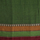 Fern Green Colour Mercerised Cotton With Two Side Big Border Fabric for Sarees and Kurtis