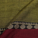Acid Green Colour Mercerised Cotton With Two Side Big Border Fabric for Sarees and Kurtis
