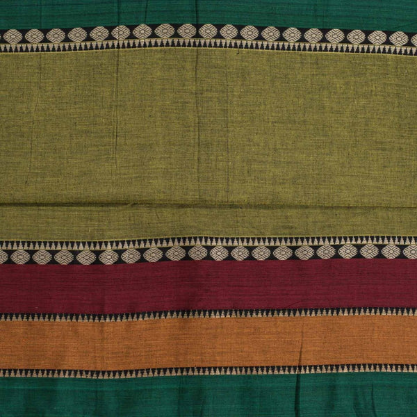 Acid Green Colour Mercerised Cotton With Two Side Big Border Fabric for Sarees and Kurtis