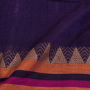 Deep Blue Colour Mercerised Cotton With Two Side Ethnic Border Fabric for Sarees and Kurtis