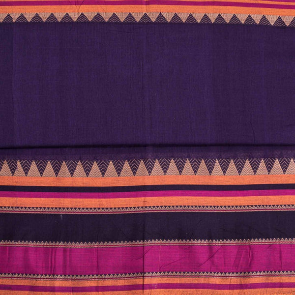 Deep Blue Colour Mercerised Cotton With Two Side Ethnic Border Fabric for Sarees and Kurtis