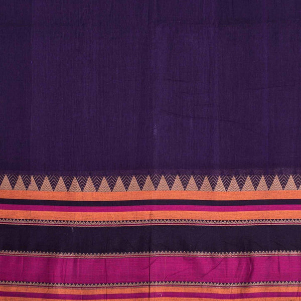Deep Blue Colour Mercerised Cotton With Two Side Ethnic Border Fabric for Sarees and Kurtis