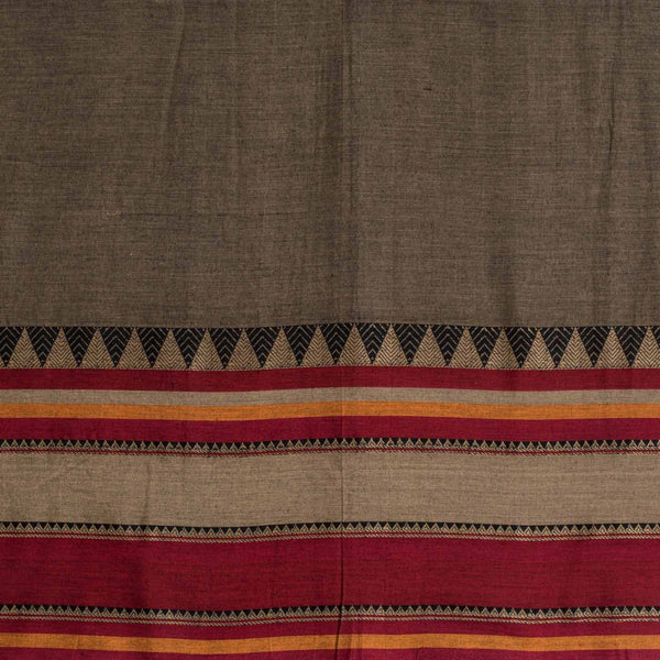 Ecru Colour Mercerised Cotton With Two Side Ethnic Border Fabric for Sarees and Kurtis