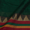 Bottle Green Colour Mercerised Cotton With Two Side Ethnic Border Fabric for Sarees and Kurtis