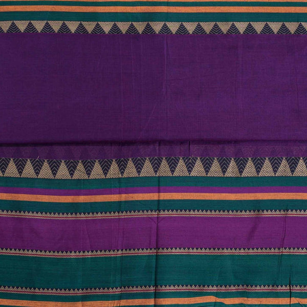 Purple Colour Mercerised Cotton With Two Side Ethnic Border Fabric for Sarees and Kurtis
