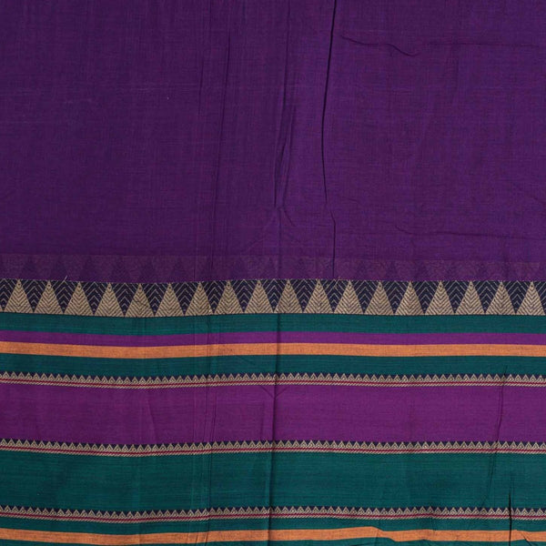 Purple Colour Mercerised Cotton With Two Side Ethnic Border Fabric for Sarees and Kurtis