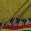 Acid Green Colour Mercerised Cotton With Two Side Ethnic Border Fabric for Sarees and Kurtis