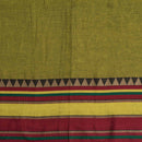 Acid Green Colour Mercerised Cotton With Two Side Ethnic Border Fabric for Sarees and Kurtis