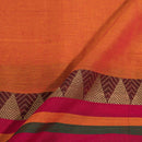Orange Two Tone Mercerised Cotton With Two Side Ethnic Border Fabric for Sarees and Kurtis