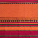 Orange Two Tone Mercerised Cotton With Two Side Ethnic Border Fabric for Sarees and Kurtis