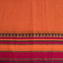 Orange Two Tone Mercerised Cotton With Two Side Ethnic Border Fabric for Sarees and Kurtis
