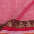 Pastel Pink Colour Mercerised Cotton With Two Side Ethnic Border Fabric for Sarees and Kurtis