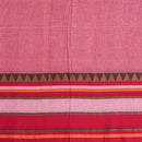 Pastel Pink Colour Mercerised Cotton With Two Side Ethnic Border Fabric for Sarees and Kurtis
