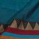 Teal Blue Colour Mercerised Cotton With Two Side Ethnic Border Fabric for Sarees and Kurtis
