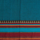 Teal Blue Colour Mercerised Cotton With Two Side Ethnic Border Fabric for Sarees and Kurtis