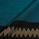 Teal Blue Colour Mercerised Cotton With Two Side Ethnic Border Fabric for Sarees and Kurtis