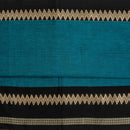 Teal Blue Colour Mercerised Cotton With Two Side Ethnic Border Fabric for Sarees and Kurtis