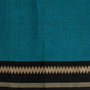 Teal Blue Colour Mercerised Cotton With Two Side Ethnic Border Fabric for Sarees and Kurtis