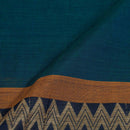 Teal BlueTwo Tone Mercerised Cotton With Two Side Ethnic Border Fabric for Sarees and Kurtis
