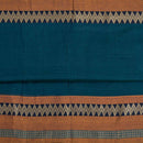 Teal BlueTwo Tone Mercerised Cotton With Two Side Ethnic Border Fabric for Sarees and Kurtis