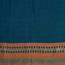 Teal BlueTwo Tone Mercerised Cotton With Two Side Ethnic Border Fabric for Sarees and Kurtis