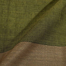Acid Green Colour Mercerised Cotton With Two Side Ethnic Border Fabric for Sarees and Kurtis