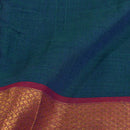 Teal Blue Two Tone Mercerised Cotton With Two Side Ethnic Border Fabric for Sarees and Kurtis
