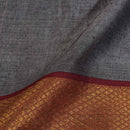 Grey Colour Mercerised Cotton With Two Side Ethnic Border Fabric for Sarees and Kurtis