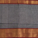 Grey Colour Mercerised Cotton With Two Side Ethnic Border Fabric for Sarees and Kurtis