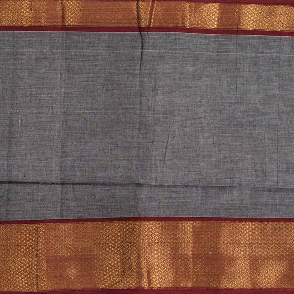 Grey Colour Mercerised Cotton With Two Side Ethnic Border Fabric for Sarees and Kurtis