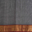 Grey Colour Mercerised Cotton With Two Side Ethnic Border Fabric for Sarees and Kurtis