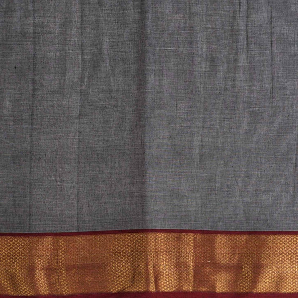 Grey Colour Mercerised Cotton With Two Side Ethnic Border Fabric for Sarees and Kurtis