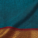 Teal Blue Colour Mercerised Cotton With Two Side Ethnic Border Fabric for Sarees and Kurtis