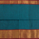 Teal Blue Colour Mercerised Cotton With Two Side Ethnic Border Fabric for Sarees and Kurtis