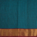 Teal Blue Colour Mercerised Cotton With Two Side Ethnic Border Fabric for Sarees and Kurtis