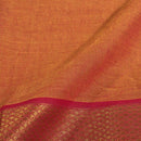 Orange Two Tone Mercerised Cotton With Two Side Ethnic Border Fabric for Sarees and Kurtis