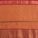 Orange Two Tone Mercerised Cotton With Two Side Ethnic Border Fabric for Sarees and Kurtis
